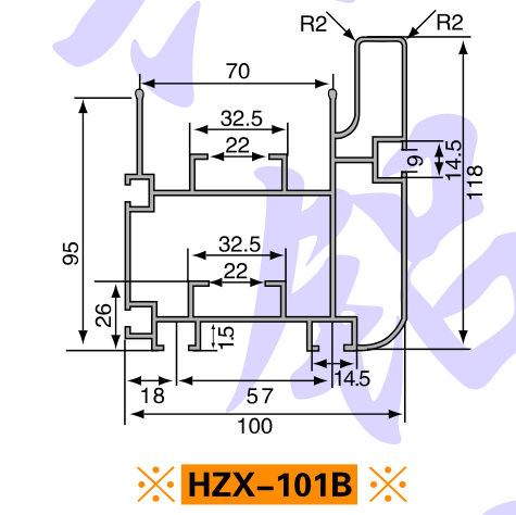 【组装线工业铝型材】HZX-101B(100x118)